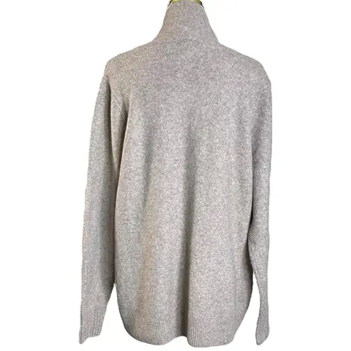 Soft Surroundings XL Shawl Collar V Neck Wool Blend Meera Sweater Heather Taupe