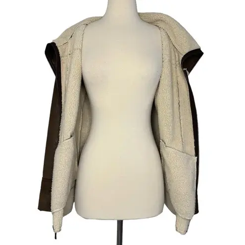 prAna paAna Tricia Shearling Sherpa Eco Faux Suede Jacket Coat Cozy Outdoors Sz S NEW