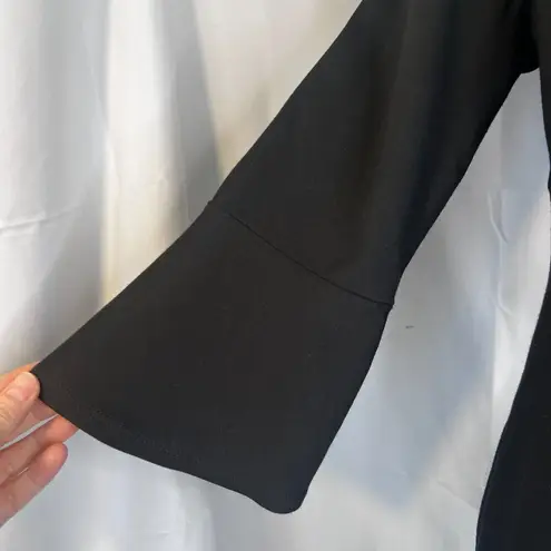 J Jill Black Ponte Bell Cuff LBD Classic Shift Neutral Minimalist Dress Sz Small