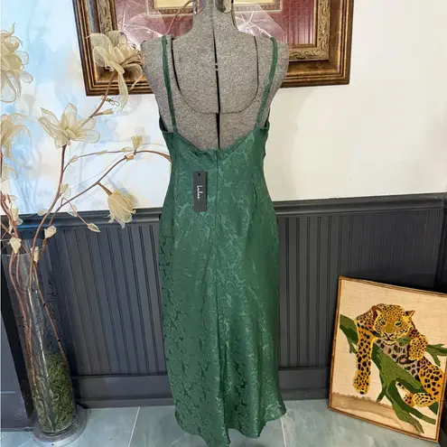NWT Lulus You're My Type Sage Green Satin Jacquard Midi Slip Dress ~ Size M 🧡🍄 Size M