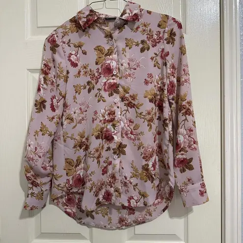 T Tahari Pink Floral Long Sleeve Button Up Blouse Top Sz XS NWT MSRP $68