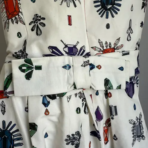 Essentiel Antwerp Dress Gemstone Print Sleeveless Pleated Party Cocktail White Size 12