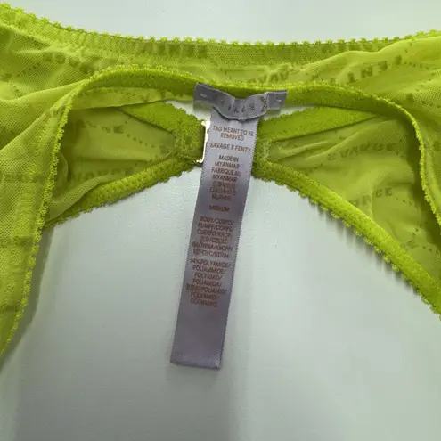 Savage X Fenty Bralette Womens Medium Lime Green Sheer Mesh Triangle Wireless - Image 5