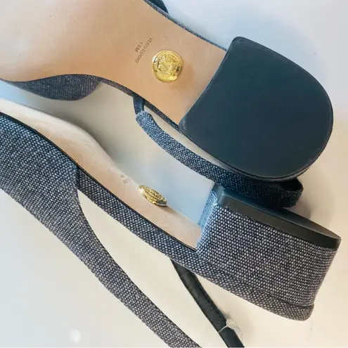 Veronica Beard Gray Black blue denim Slingback pointed toe