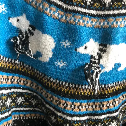 Holiday Time Holiday Sweater!  Polar Bear Sparkle Thread Fairisle Sweater 1X EUC