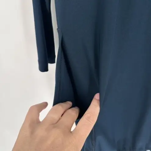 NWT Sun Kim Dark Teal Full Zip Blue London Tunic Dress Size XS Bubble Hem