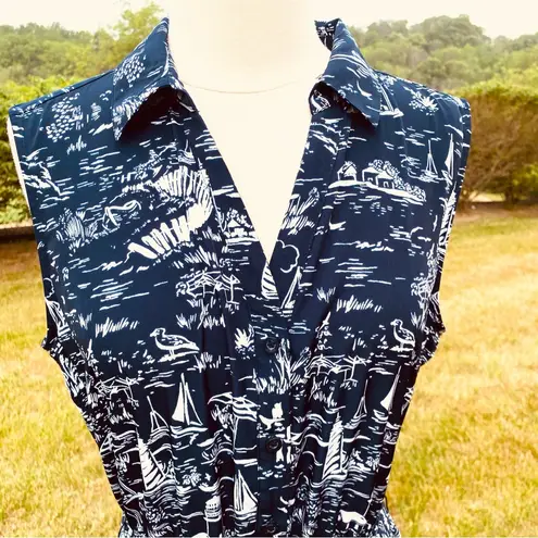 Charter Club Women's Ocean Drift Printed A Line Dress Size 14 Petite