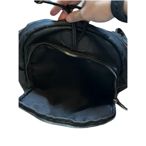 None Faux Leather Zip Pocket Backpack, Women's Black/Gold