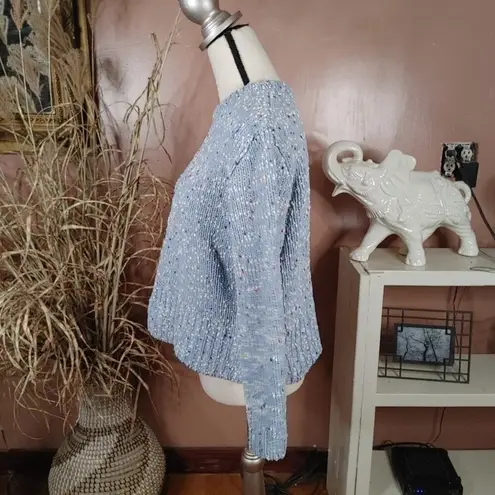 Jun & Ivy Size Small S Light Blue Multi Colored Dots Knit Sweater Crew Kneck T - Image 9