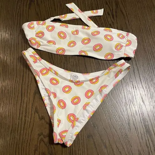 Odd Future logo white/pink donut bandeau bikini, size M