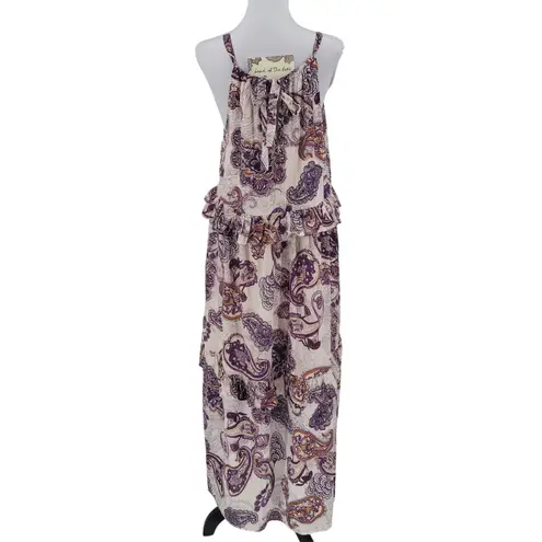 NWT Band of the Free Paisley Maxi Dress Tier Summer Vacation Resort Cruise Sz S Purple