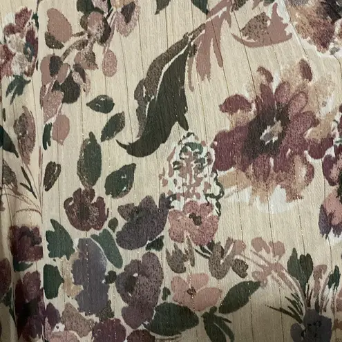 NWT AUTRES FILLES WO SIZE 2X FLORAL GOLD METALLIC THREADS LINED SHEER BLOUSE