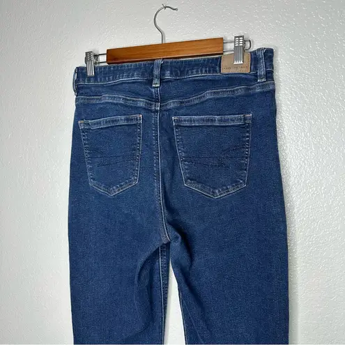 American Eagle AE Women's Real Good Stretch Mom Jean Dark Denim Crossover Waist Straight‎ Leg