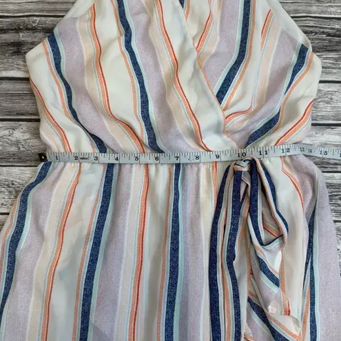 Harper Heritage Womens Faux Wrap Striped Dress M Med Medium Multicolor High Neck White