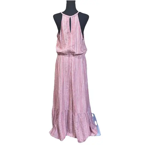 Old Navy  Halter Maxi Dress Womans Large Pink Sleeveless Cruise Vacation Beachy
