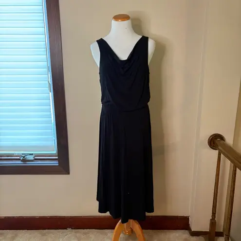 Anthropologie Maeve  Black Sleeveless Cowl‎ Neck Midi Flowy Dress - Medium