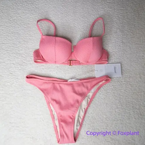 New! Set! Free People x Peony panel balconette highline pant bikini, size S Pink