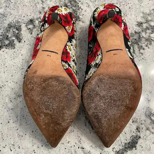 Dolce & Gabbana Pumps Floral Print Crystal Flower High Stiletto Heel Size 39.5