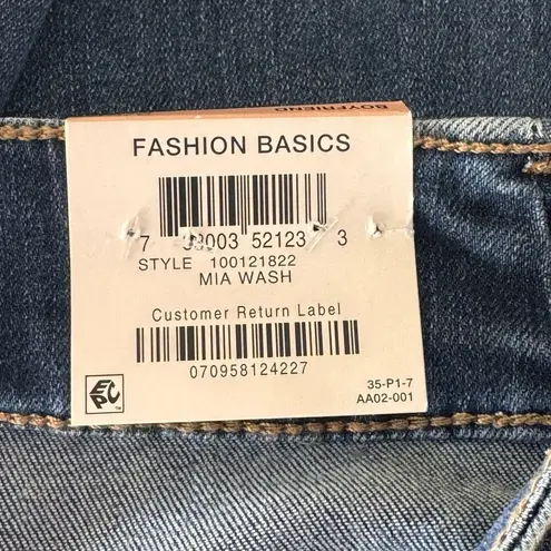 INC SZ 2/26 Boyfriend Cuffed Jeans Mid-Rise Stretch Distressed Patches Blue New