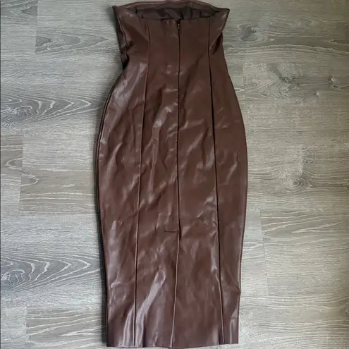 Meshki PAmela Strapless Faux Leather Dress Small