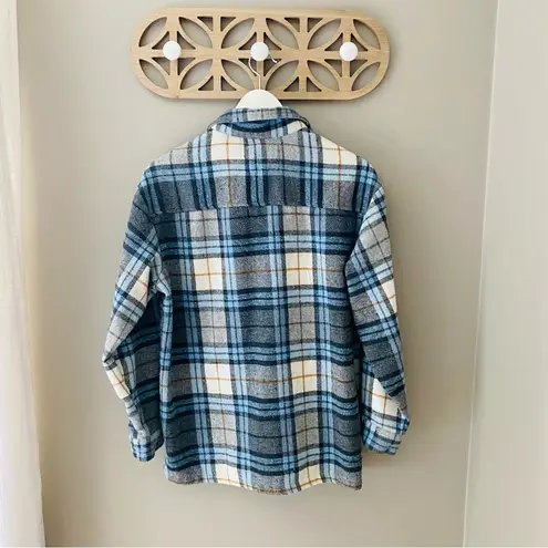 Thread and Supply  Plaid Button Top Blue Sz Small