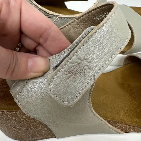 Fly London Gogo Platform Wedge Sandals Leather Taupe Size 38