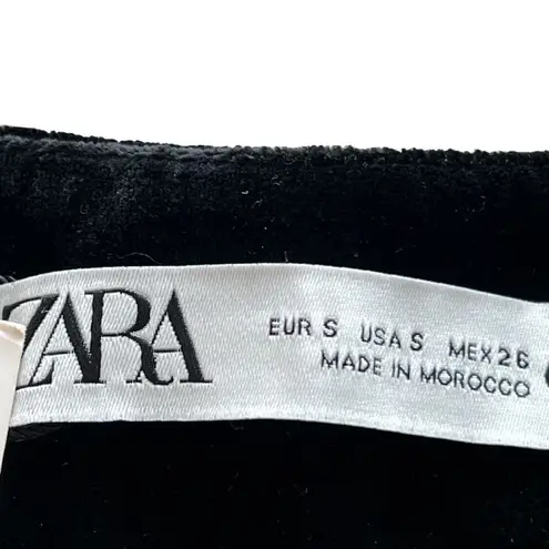 ZARA  Black Velvet Flare Trouser Pants size Small NWT