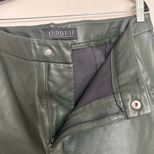 Eloquii Women’s classic Fit Slim Green Faux Leather Ankle Dress Pants