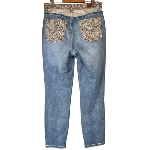 Judy Blue High Waisted Leopard Camo Slim Fit Light Wash Jeans