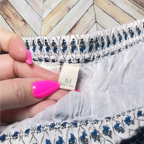 NATURLS Boho Knee Length‎ Skirt Prairie Gypsy Hippie Blue White Paisley Size M