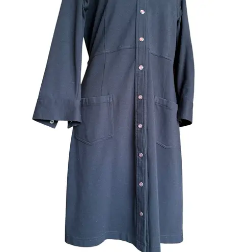 J Jill Stretch Ponte Knit Black Long Line Cardigan Jacket Snap Button Womens 8P