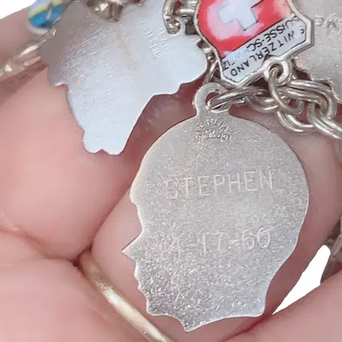 Sterling Silver W/ 26 Charms- chain link boho charm bracelet