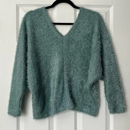 Jolie Fuzzy Double V Neck Sweater