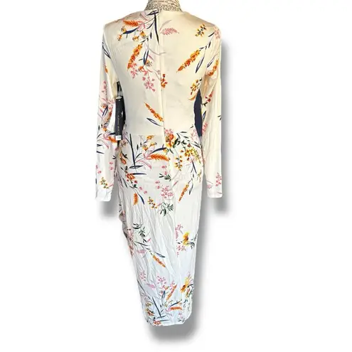 Rachel Roy Nola Size XS White Floral V-Neck Jersey Wrap Midi Dress Wedding Event