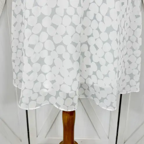 Calvin Klein  Polkadot Chiffon Sleeveless Tent Swing Dress White Grey Size 8