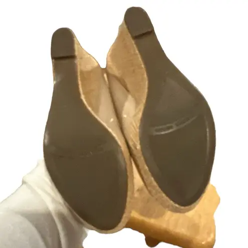 Franco Sarto  SURF NUDE BLUSH NEUTRAL OPEN TOE PATENT LEATHER WEDGE SHOES 9