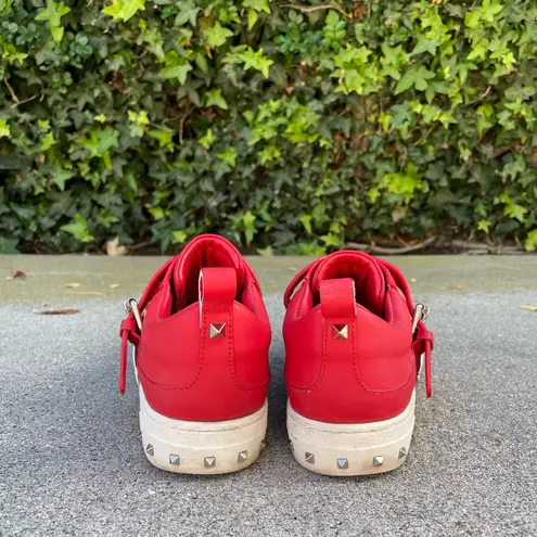 Valentino Garavani V-Punk red leather belted low-top sneakers size IT 37 US 7