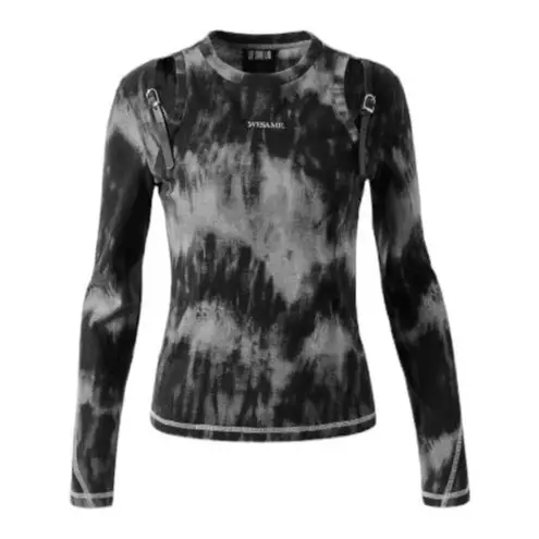 We Same Lab x Muk tank womens medium long sleeve cut out shirt tye dye grunge Black