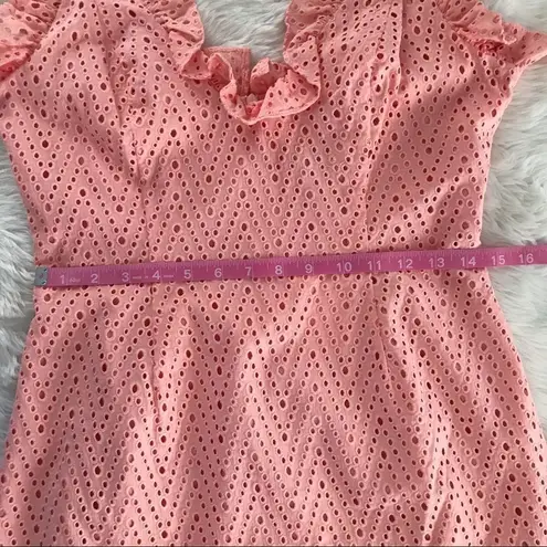 C/MEO COLLECTIVE Eyelet Mini Dress Spaghetti Strap Cotton Ruffle Peach Large New - Image 15