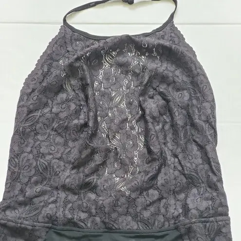 Free People Black Dance Around Floral Lace Bodysuit