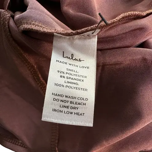 Lulus Copper Satin Slip Forever Your Girl Coquette Baddie Bodycon Mini Dress S Pink