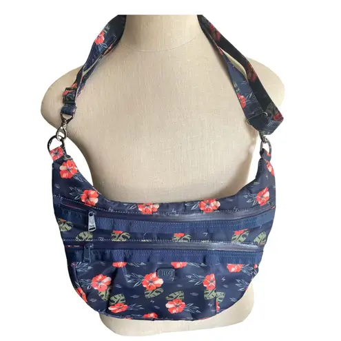 Lug Aloha Navy Hobo Crossbody Bag Lightweight Travel Everyday Shoulder Bag Blue