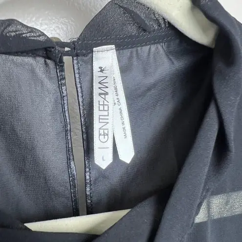 Gentle Fawn Black Shiny Lace Sleeveless Top Sz. L