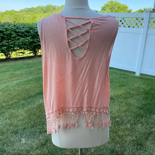 E & M Tank Top With Fringe Orange Size L