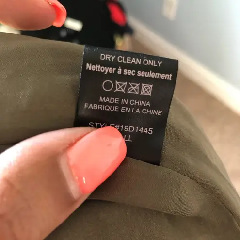 Greylin | Silk Olive Green Metallic Ruffle Dress Sz S