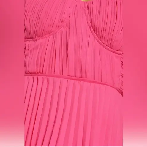 Lulus NWT  Cascading Crush Hot Pink Tiered Bustier Midi Dress Size Small