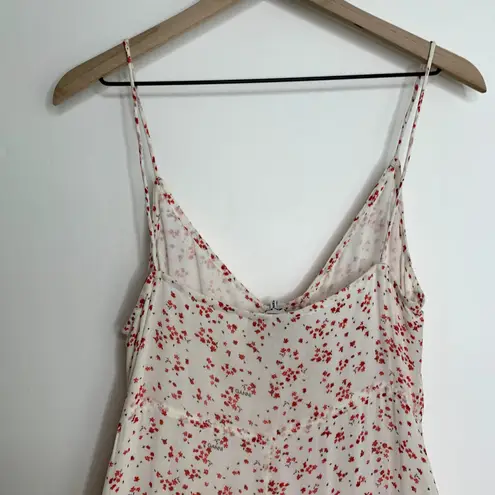 Ganni Printed Georgette Button-Front Slip Dress in Egret Womens Midi Size Small