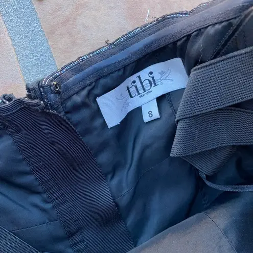 Tibi Strapless Lamé Velvet Skirt Mini Dress