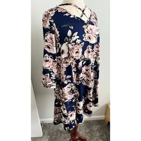 Southern Stitch Floral Knee Length 3/4 Sleeve Dress *No Size Tag* (Like L/XL)