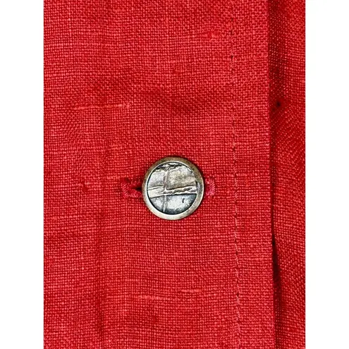 Vintage Nautical Red Rust Linen Shirt Size 14/Size 10 Mod Godfrey